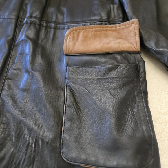 Steve's Sheepskin Leather Shops Ontario Mens Black Leather Barn Jacket Coat 4XL - Picture 2 of 12